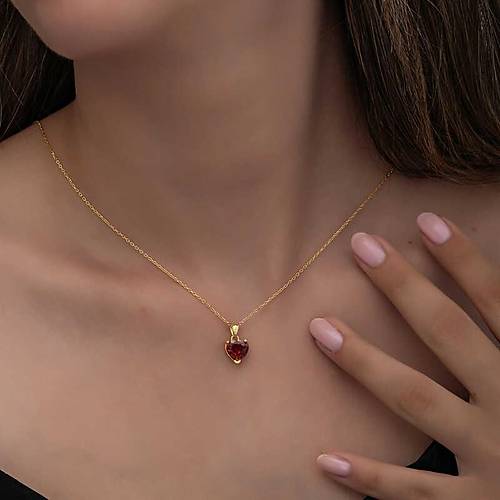 Gm Gold Krmz Tal Kalpli Kadn Kolye