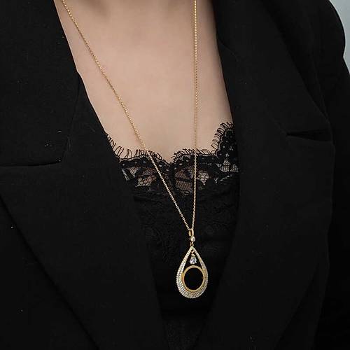 G�m�� Gold Kaplama Damla �eyrek Tak�labilen Kad�n Kolye