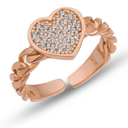 G�m�� Ayarlanabilir Rose Kalpli Kad�n Y�z�k