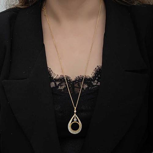 G�m�� Gold Kaplama Damla �eyrek Tak�labilen Kad�n Kolye