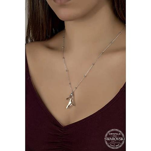 Swarovski Crystal Ta�l� Top Zincir Mercan G�m�� Kad�n Kolye