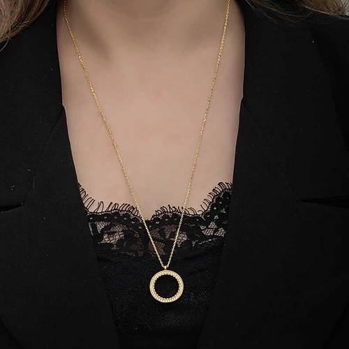 G�m�� Gold Kaplama Yuvarlak �eyrek Alt�n Tak�labilen Kad�n Kolye