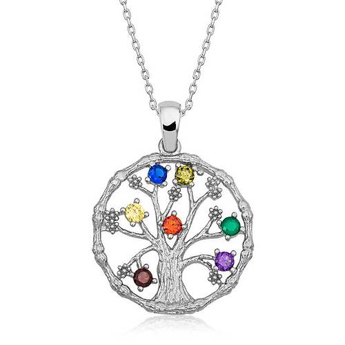 G�m�� Renkli Ta�l� Hayat A�ac� Kad�n Kolye