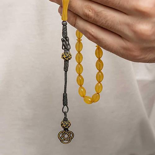 G�m�� Kazaz P�sk�ll� S�kma Kehribar Tesbih