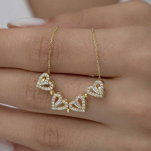 G�m�� Gold Kalpli A��labilen Yonca Kad�n Kolye