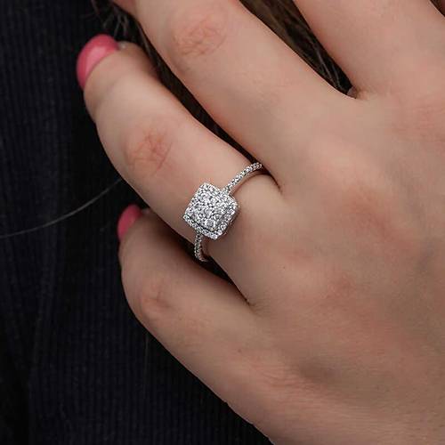 G�m�� Kare Zirkon Ta�l� Kad�n Y�z�k