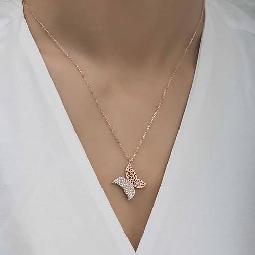 Gm Rose Kelebek Kadn Kolye
