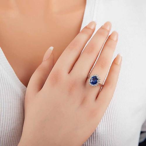 G�m�� Mavi Ta�l� Oval Kad�n Y�z�k