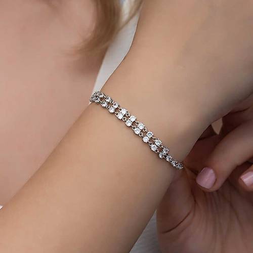 G�m�� Zirkon Ta�l� �ift S�ra Kad�n Bileklik