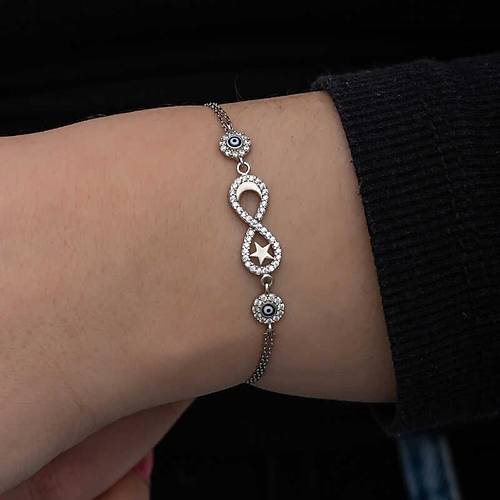 G�m�� Ay Y�ld�z Nazarl� Sonsuzluk Kad�n Bileklik