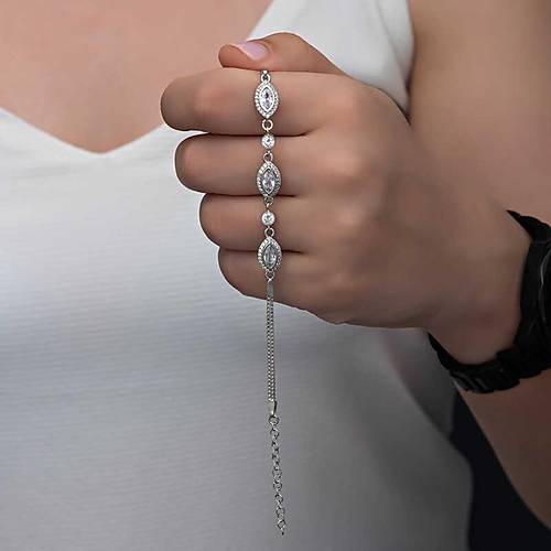 G�m�� Mekik Zirkon Ta�l� Kad�n Bileklik