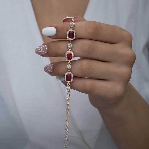 G�m�� Rose Baget K�rm�z� Ta�l� Kad�n Bileklik