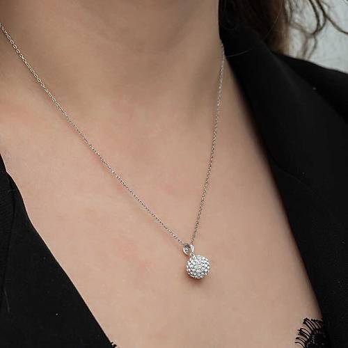 G�m�� Beyaz Kristal Ta�l� Kad�n Kolye