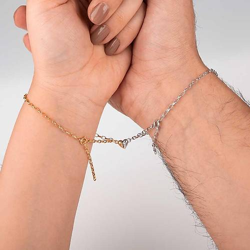 G�m�� Rodyum Rose �ift Kalpli A�k Bileklik