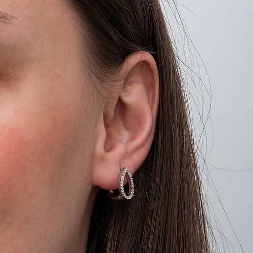 G�m�� Beyaz Ta�l� Damla  Kad�n K�pe