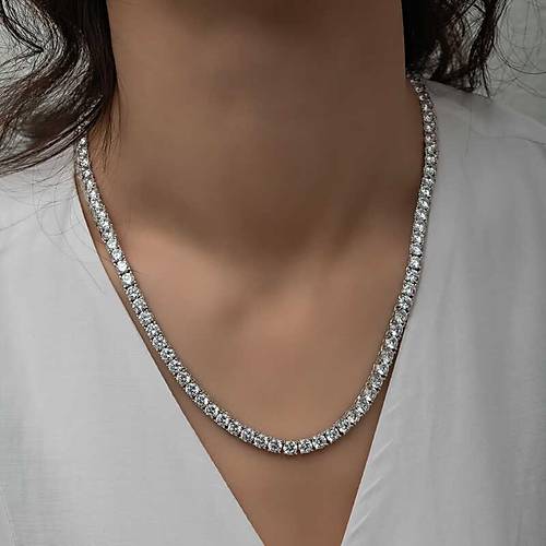 G�m�� 4 mm Beyaz Ta�l� Su Yolu Kad�n Kolye