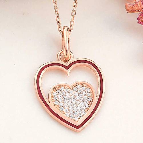G�m�� Rose Kalp Kad�n Kolye