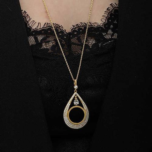 G�m�� Gold Kaplama Damla �eyrek Tak�labilen Kad�n Kolye