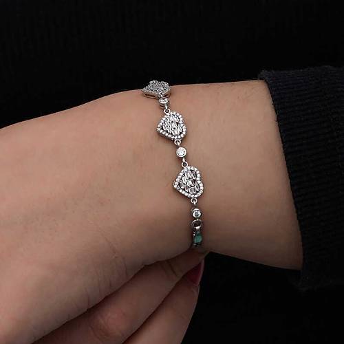 G�m�� Baget Ta�l� Kalp Kad�n Bileklik