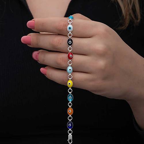 G�m�� Renkli Nazar Mineli Kad�n Bileklik