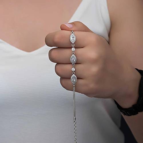 G�m�� Mekik Zirkon Ta�l� Kad�n Bileklik