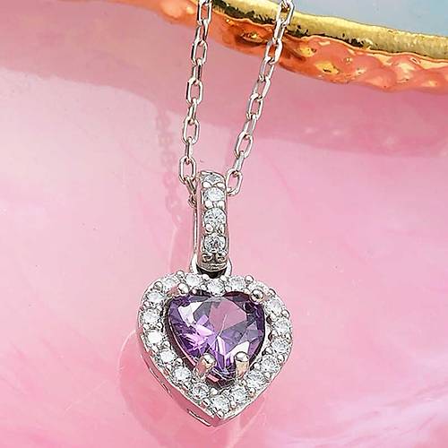 G�m�� Mor Ta�l� Kalpli Kad�n Kolye