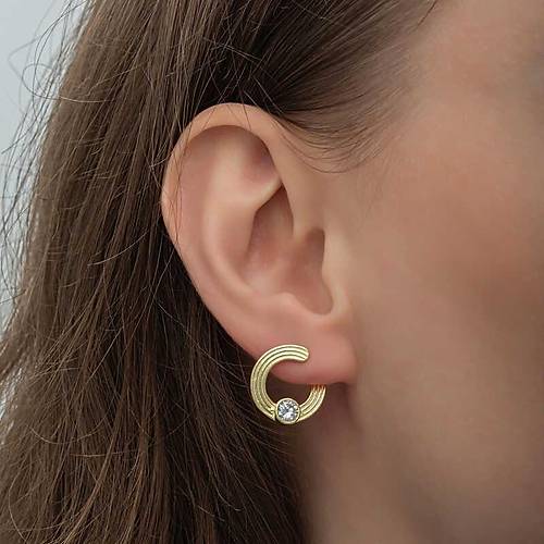 G�m�� Gold Tekta� Halka Kad�n �ivili K�pe