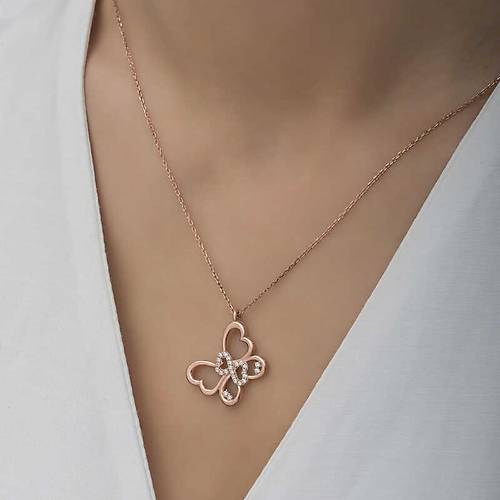 Gm Rose Sonsuzluk Kelebek Kadn Kolye