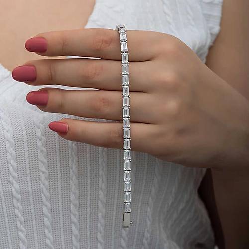 G�m�� Beyaz Ta�l� Su Yolu Kad�n Bileklik