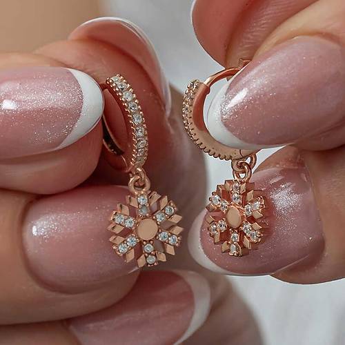 G�m�� Sallant�l� Rose Kar Tanesi Kad�n K�pe