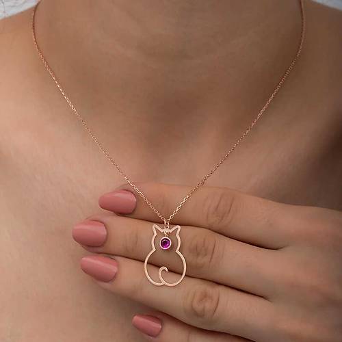 G�m�� Temmuz Ay� Do�um Ta�� Kedi Kad�n Kolye