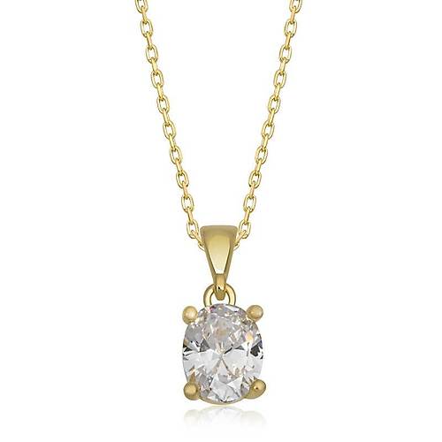 Gm Gold Oval Zirkon Tal Kadn Kolye