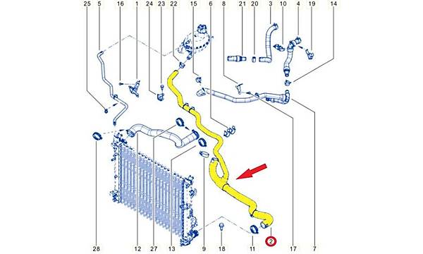 RADYAT�R �IKI� HORTUMU OEM NO.: 215038226R - 215039195R