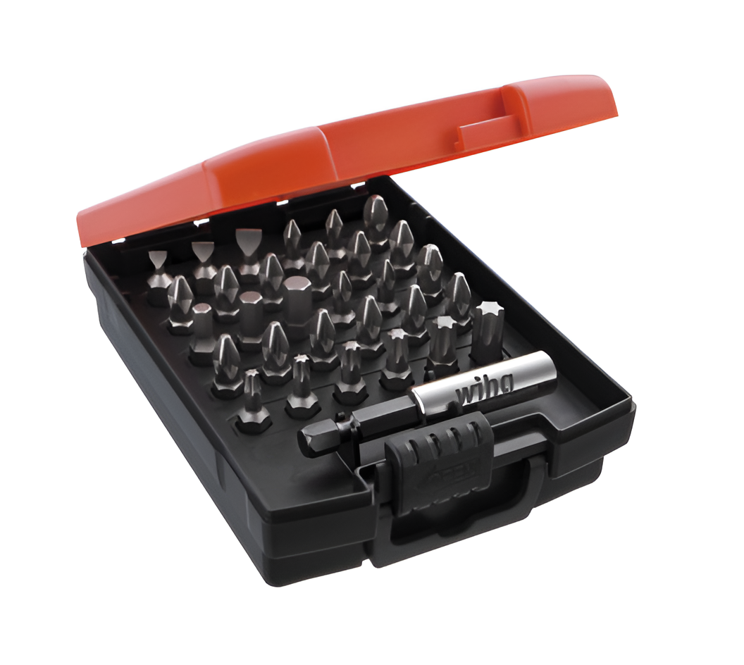 Wiha Bits ucu seti Standart 25 mm çeşitli, 31 parça, 1/4" Pratik, sağlam plastik kutuda