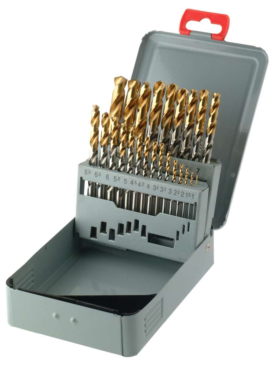 24 adet - HSSE Matkap Ucu, TIN, 135°, DIN338, HA Şaft Ø 1,0 - 10,5 - 0,5 mm yükseliş + 3,3 / 4,2 / 6,8 / 10,2 mm