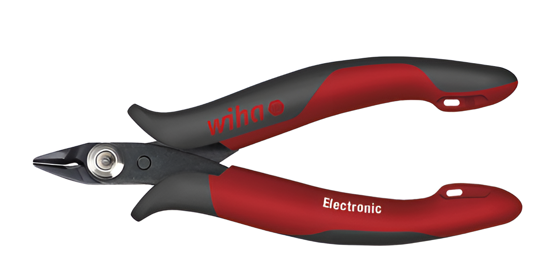 Wiha Elektronik koruma çapraz kesiciler geniş, sivri başlı ve eğimli, yumuşak tellerin aynı hizada kesilmesi için