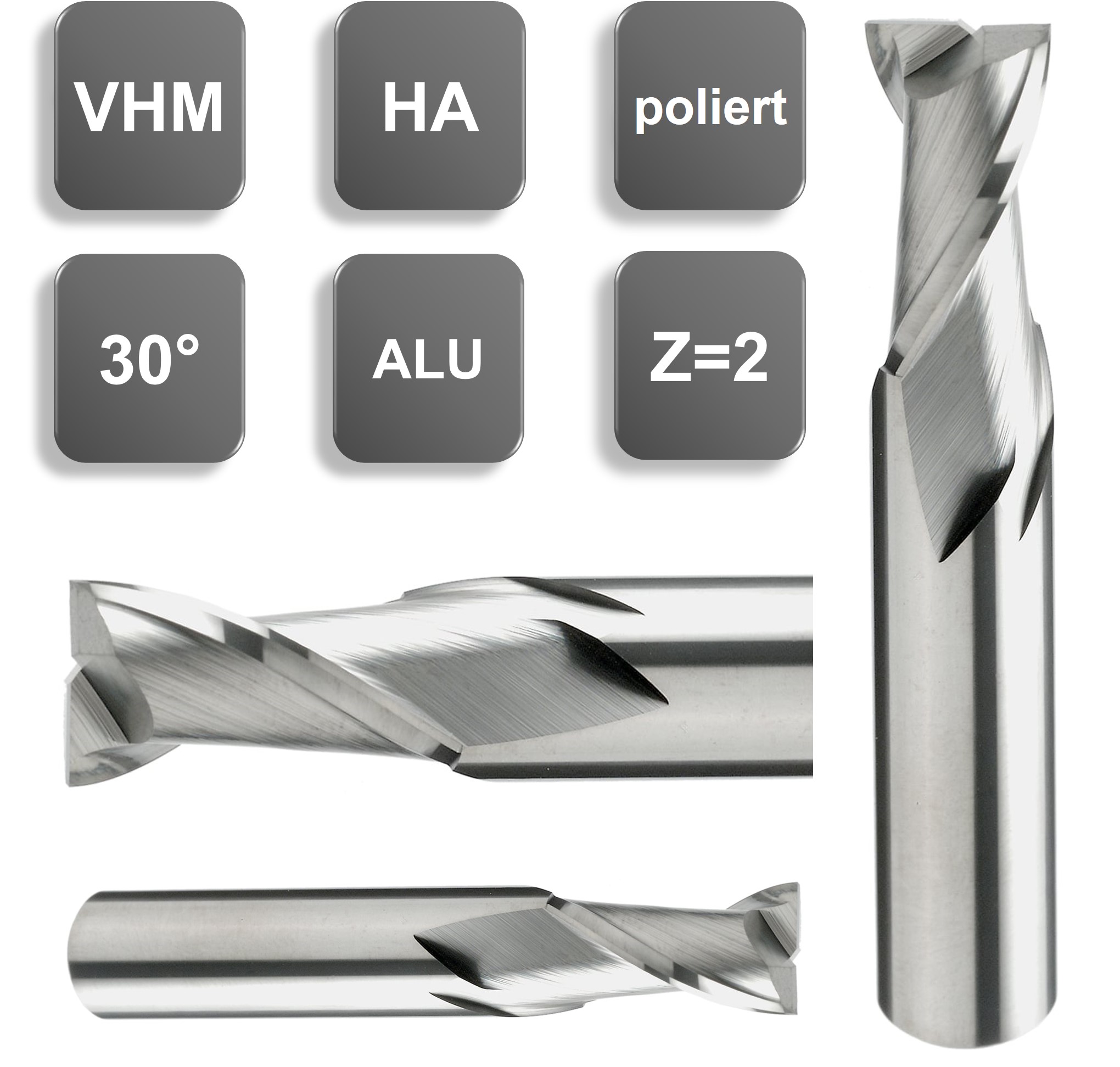 3,0 x 12 x 38, d2=3 mm ✔ Karbür Freze, Z=2, Polisajlı, 30°