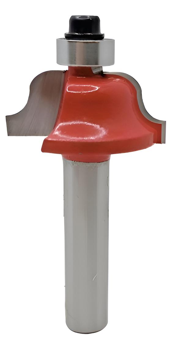 27 mm R4 El freze ucu, Router Bit Karbür (Elmas) kaynaklı ve rulmanlı profil frezeleme ucu, Ahşap motif freze ucu, Radyüslü profil, motif freze ucu (şaft 8 mm)