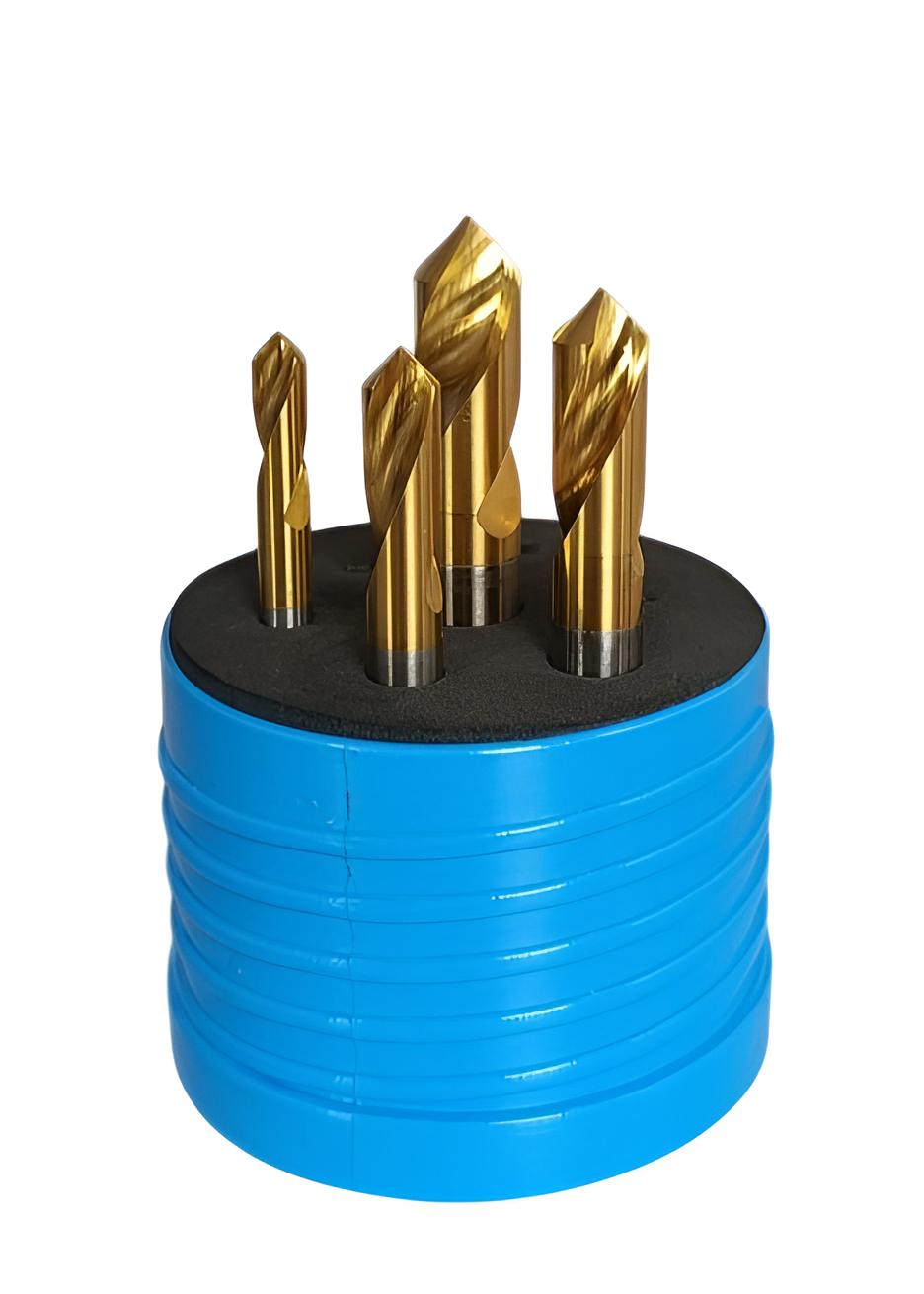 6 / 8 / 10 / 12 mm - HSS-E (%5 Cobalt) NC Punta Matkap ucu seti, TIN kaplamalı, 90° dayanıklı delik delme ucu seti