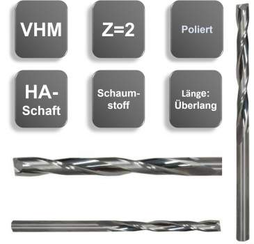 4,0 x 45 x 75, d2=4 mm ✔ Karbür Strafor Köpük Frezesi, Z=2, Polisaj, Uzun