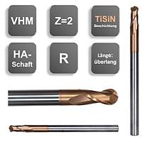 3,0 R1,5 x 20 x 100, d2=4 mm ✔ Uzun Küre Parmak Karbür Freze, TiSiN