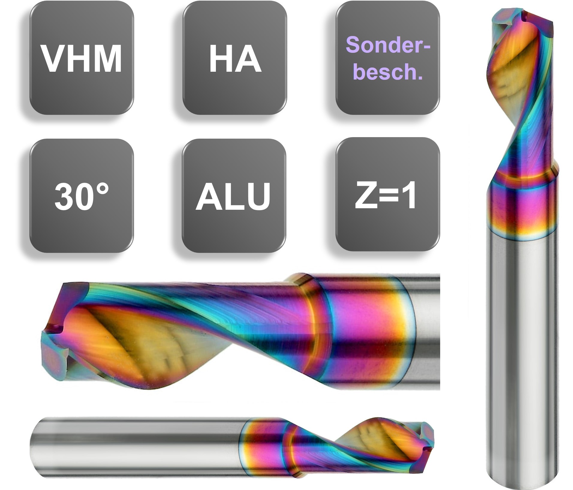 3x12x50 - d2=3 mm | Karbür Freze, Z=1, Tırtıklı Polısaj, RainBow