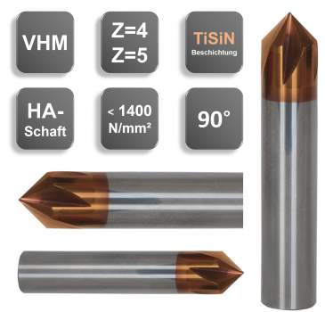 8 x90°x 54 mm - Pah Freze, Çapak Alma Takımı, Z=4,90°