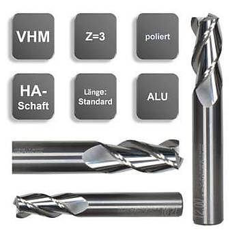 16,0 x 40 x 100, d2=16 mm ✔ Karbr Freze, Z=3, Polisaj, Alminyum