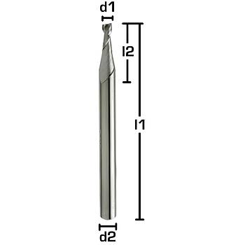 1,8 x 5 x 38, d2=3 mm ✔ Karbür Mikro Freze, Z=2, 30°, HA