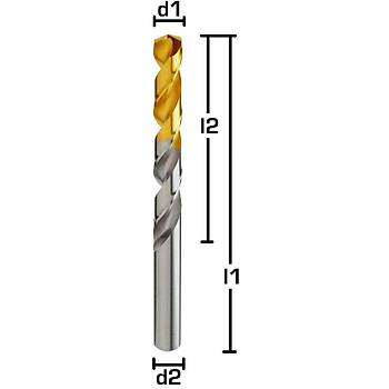 19 adet - HSS-E Matkap Ucu, TIN, 135°, DIN 338, HA Şaft Ø 1,0 - 10,0 - 0,5 mm yükseliş