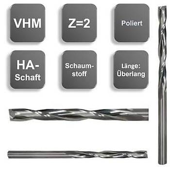 6,0 x 55 x 110, d2=6 mm ? Karbr Strafor Kpk Frezesi, Z=2, Polisaj, Uzun