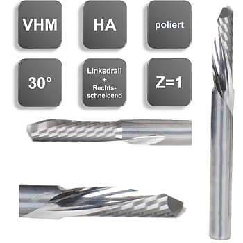 2,0 x 8 x 40, d2=2 mm ✔ Karbr Freze, Z=1 Polisaj Ters, CNC Router ucu