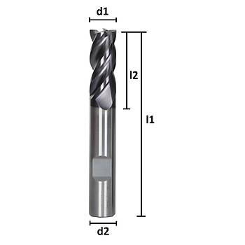 4,0 x 11 x 57, d2=6 mm ✔ Performans Karbr Freze ucu, 35/38, Z=4