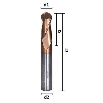 1.5 R0.75 x 4 x 50, d2=4 mm ✔ Kre Parmak Karbr Freze, TiSiN Kaplamal Frezeleme ucu
